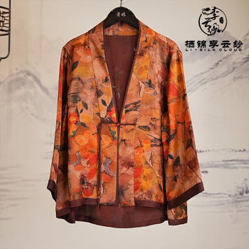 Outerwear，Soft Breathable Fabric, Elegant Casual Formal Coat Guangdong Black Pearl Gambiered Guangdong Gauze xiangyunsha