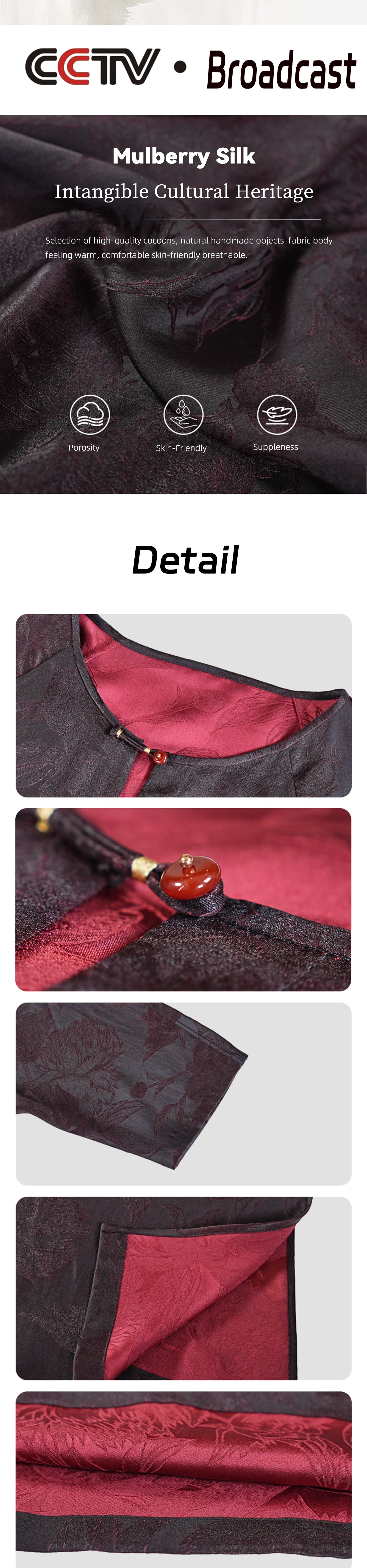Retro Xiangyunsha Dress · Soft Gold Fabric, DetachableBelt . Guangdong Black Pearl Gambiered Guangdong Gauzexiangyunsha