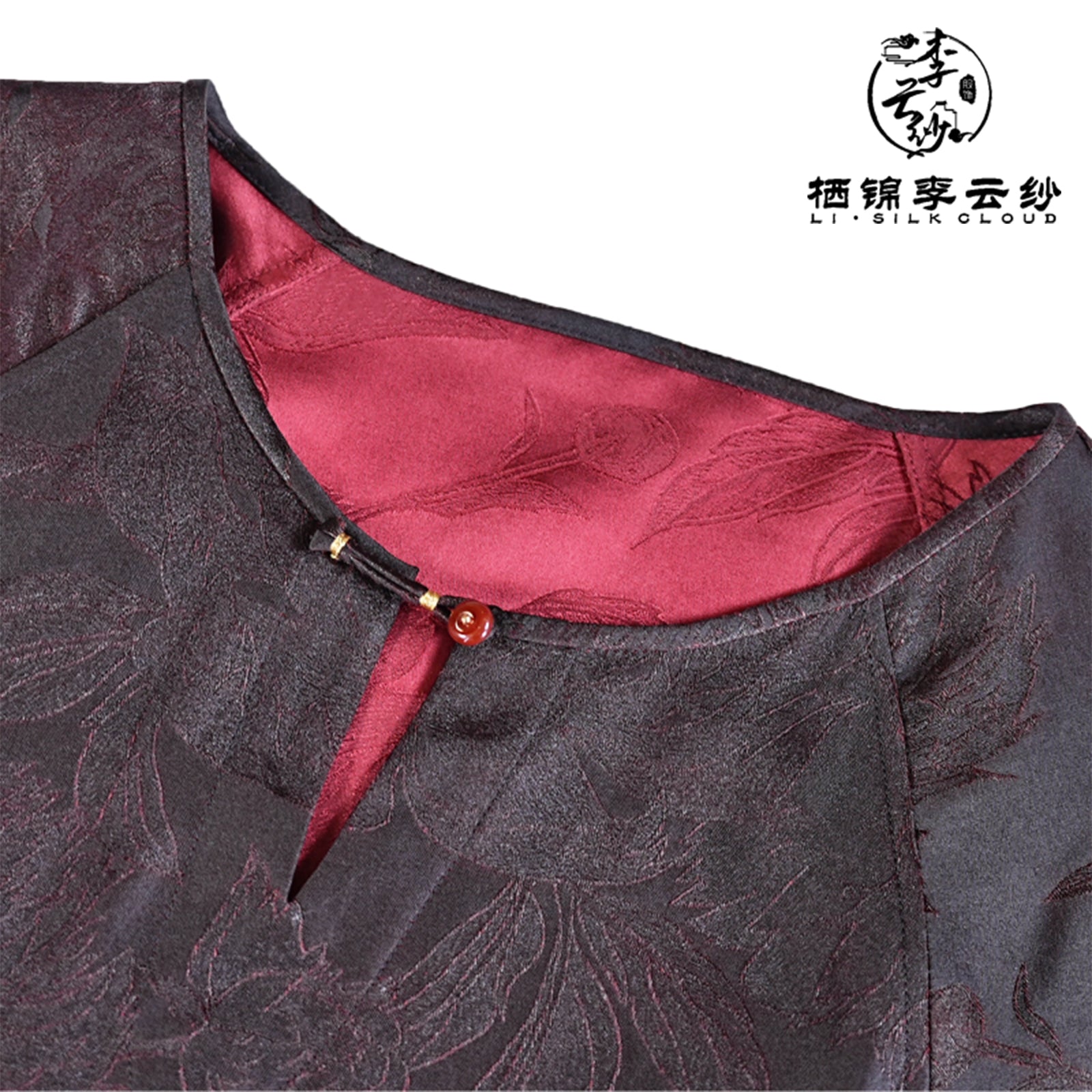Retro Xiangyunsha Dress · Soft Gold Fabric, DetachableBelt . Guangdong Black Pearl Gambiered Guangdong Gauzexiangyunsha