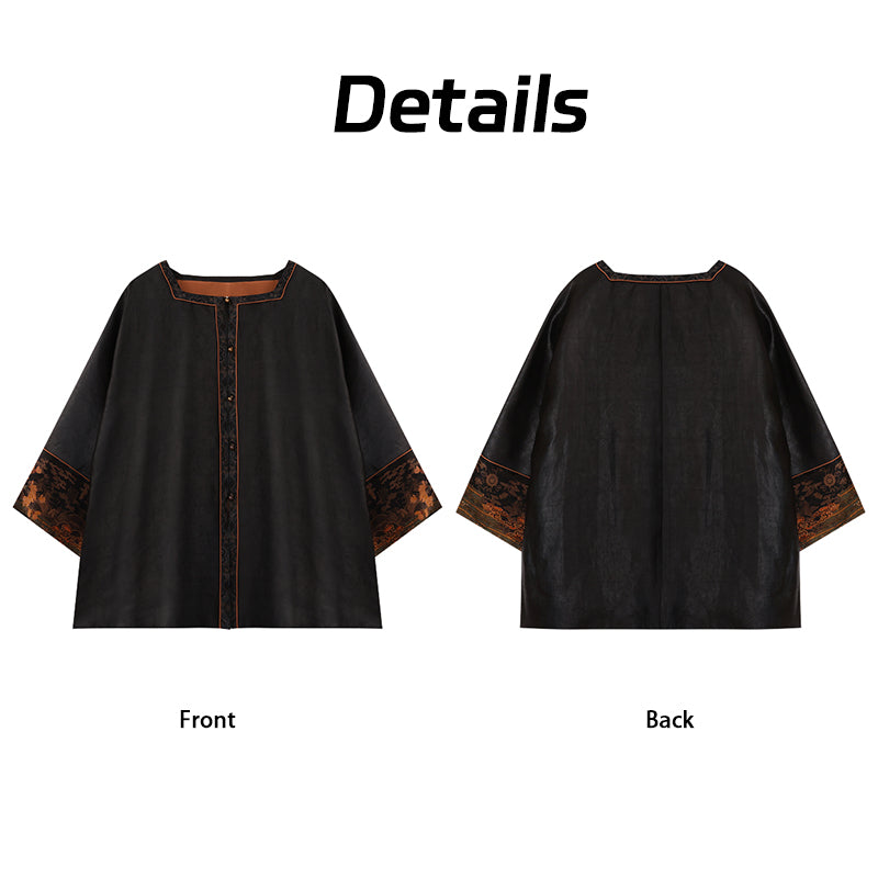 Guangdong Black Pearl Gambiered Guangdong Gauze xiangyunsha  Top, Natural Tuberose Dye, Ancient Sun-Drying Craft, Windproof & Breathable, Fits Day-Night Temperature Swings