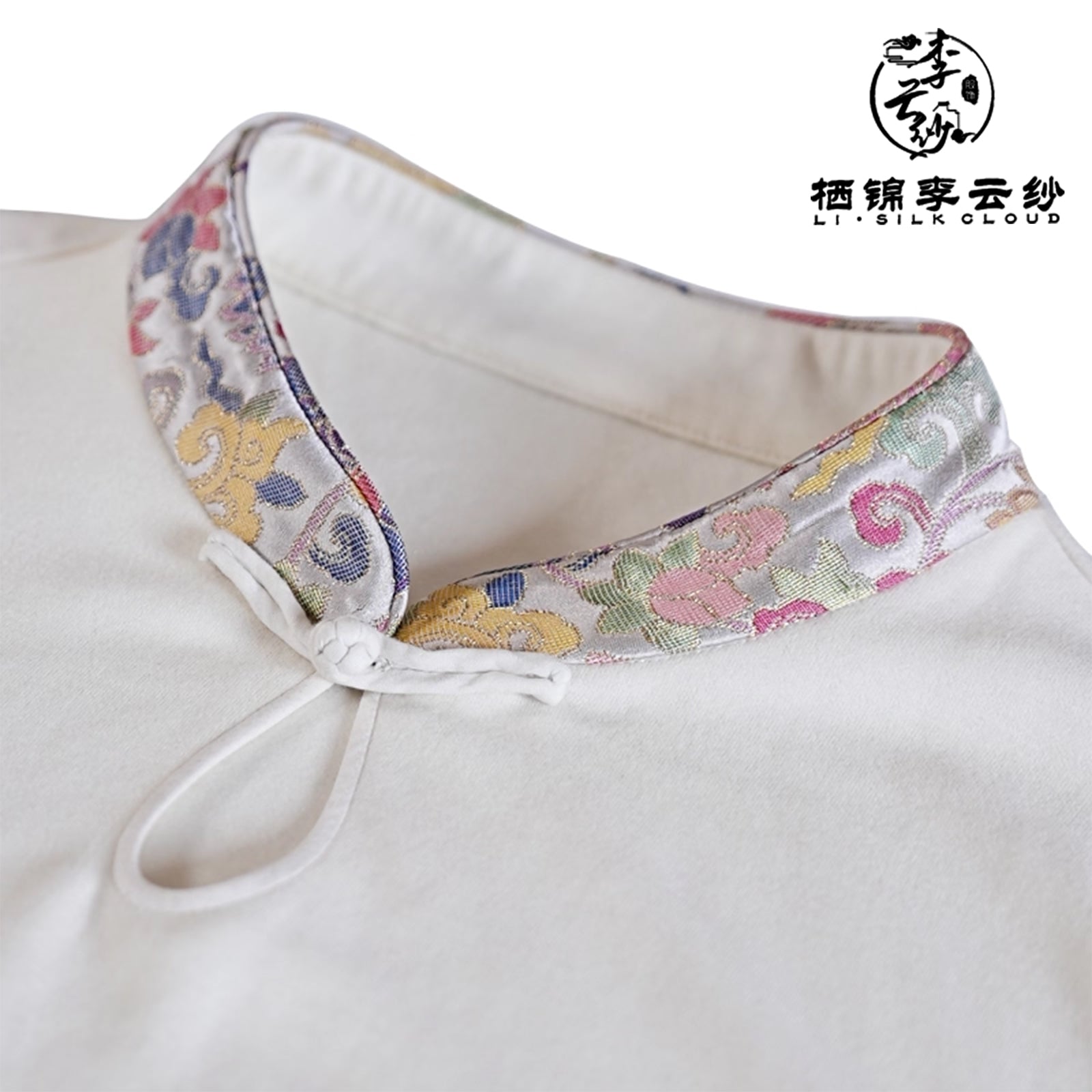 LI SILK CLOUD Top Asymmetric Hem Chinese-style Silk Loose Tunic