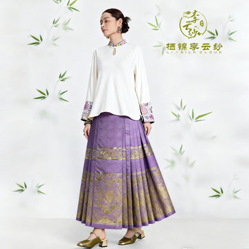 LI SILK CLOUD Top Asymmetric Hem Chinese-style Silk Loose Tunic