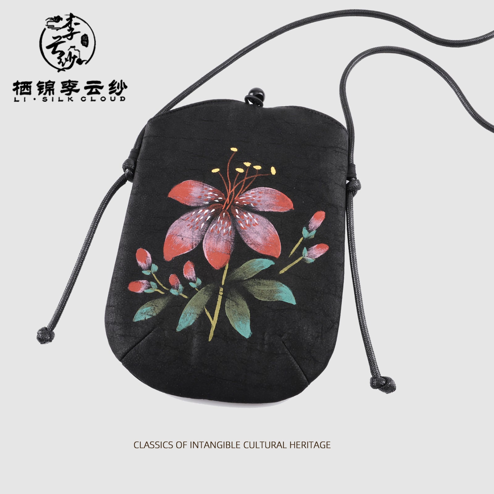 Phone Bag，Chinese Style Versatile Mini Shoulder Bag Guangdong Black Pearl Gambiered Guangdong Gauze xiangyunsha