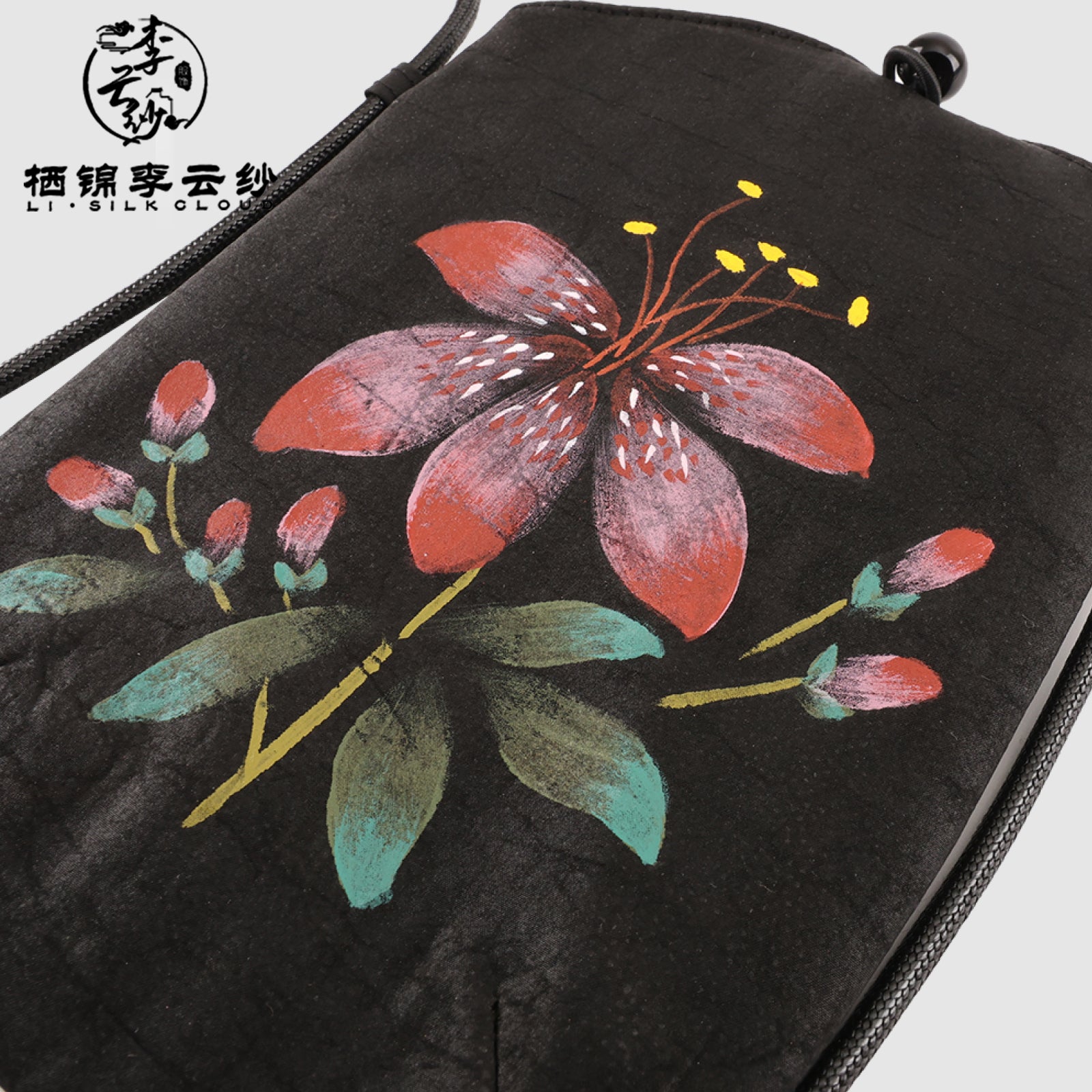 Phone Bag，Chinese Style Versatile Mini Shoulder Bag Guangdong Black Pearl Gambiered Guangdong Gauze xiangyunsha