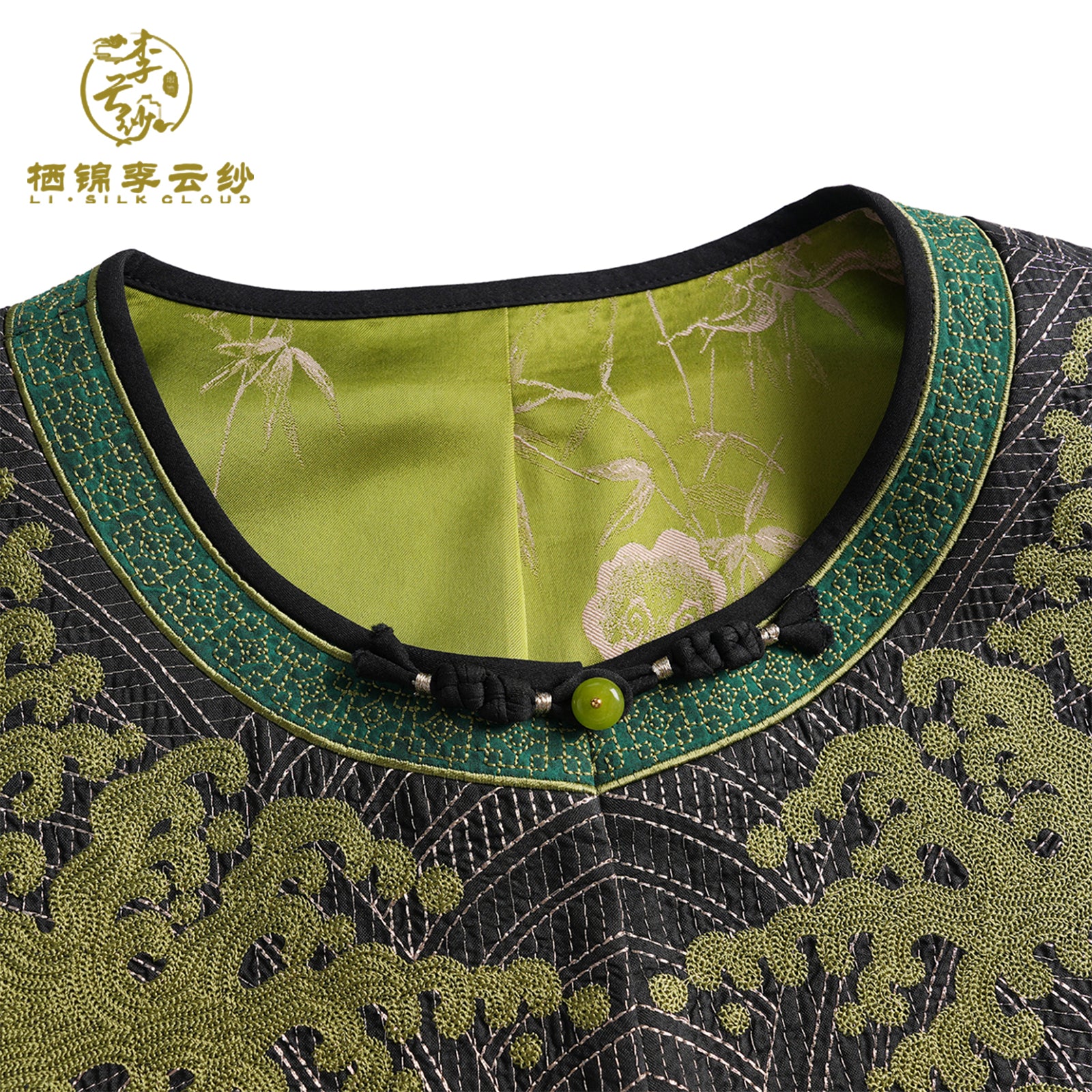 Vest - New Chinese Style, Loose Fit, Traditional EmbroideryWaistcoat Guangdong Black Pearl Gambiered Guangdong Gauze xiangyunsha