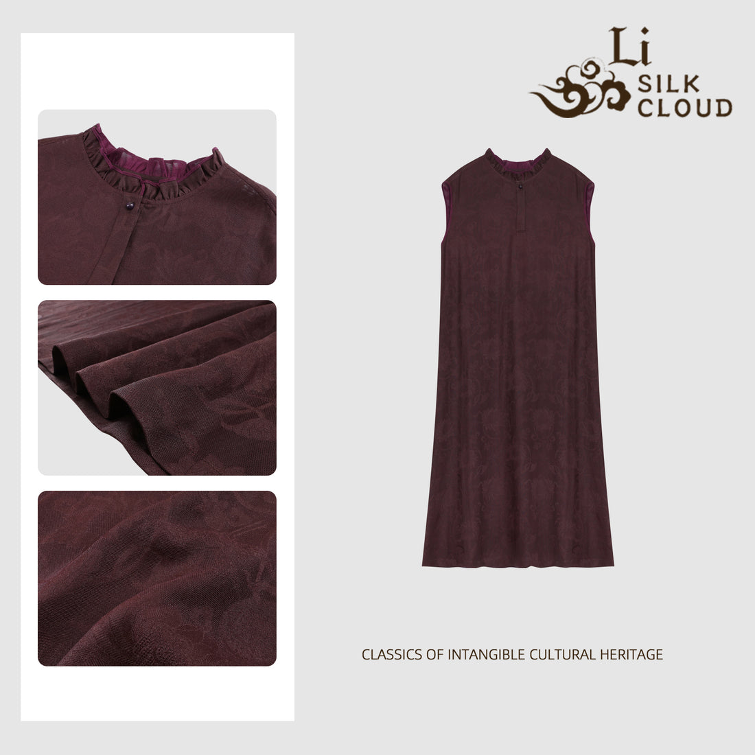 Silk Dress - Mulberry Silk Fabric, Oriental Aesthetics Guangdong Black Pearl Gambiered Guangdong Gauze xiangyunsha