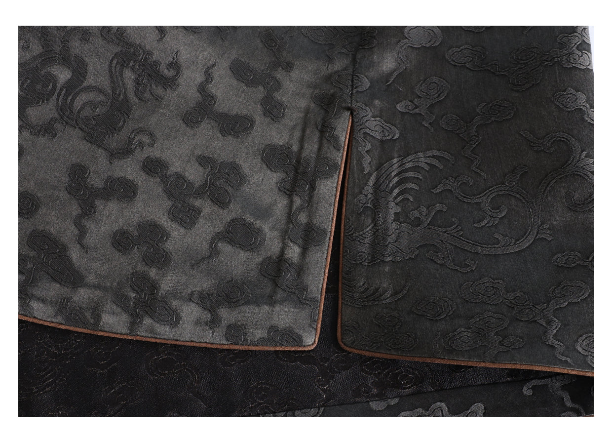 Vest - Skin-Friendly Silk Fabric, Elegant Oriental Sleeveless Gilet Guangdong Black Pearl Gambiered Guangdong Gauze xiangyunsha