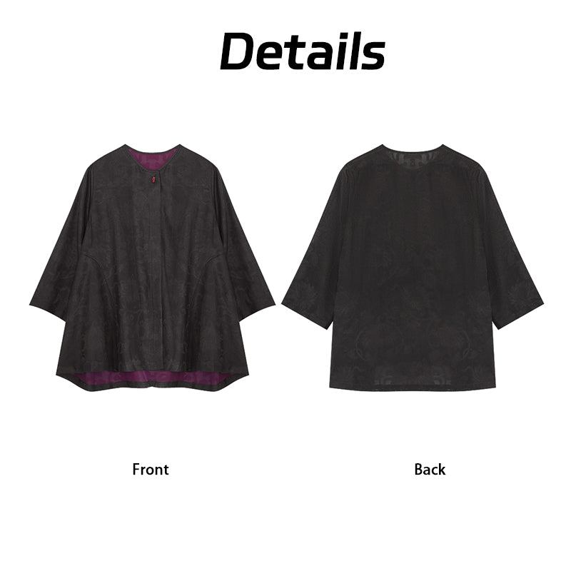 long Sleeve Top - 100% Mulberry Silk, Comfortable Breathable Guangdong Black Pearl Gambiered Guangdong Gauze xiangyunsha
