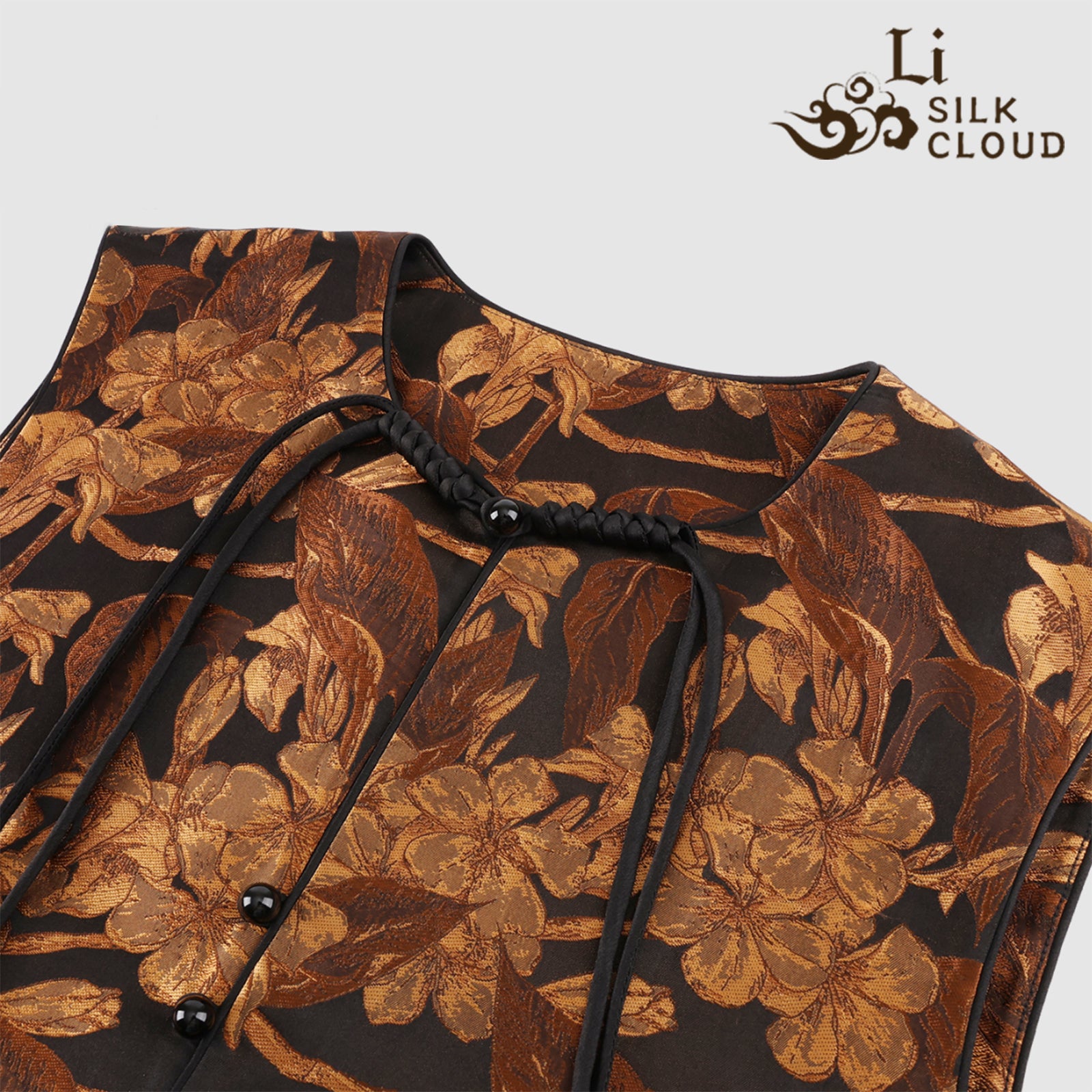 Guangdong Black Pearl Gambiered Guangdong Gauze xiangyunsha Coat, Silk Blend, Lightweight & Windproof, Neat Layers with Long-Sleeve Tees in Early Autumn