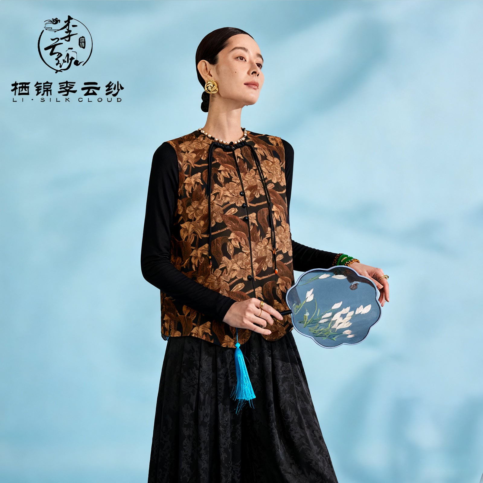 Guangdong Black Pearl Gambiered Guangdong Gauze xiangyunsha Coat, Silk Blend, Lightweight & Windproof, Neat Layers with Long-Sleeve Tees in Early Autumn