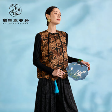 Guangdong Black Pearl Gambiered Guangdong Gauze xiangyunsha Coat, Silk Blend, Lightweight & Windproof, Neat Layers with Long-Sleeve Tees in Early Autumn
