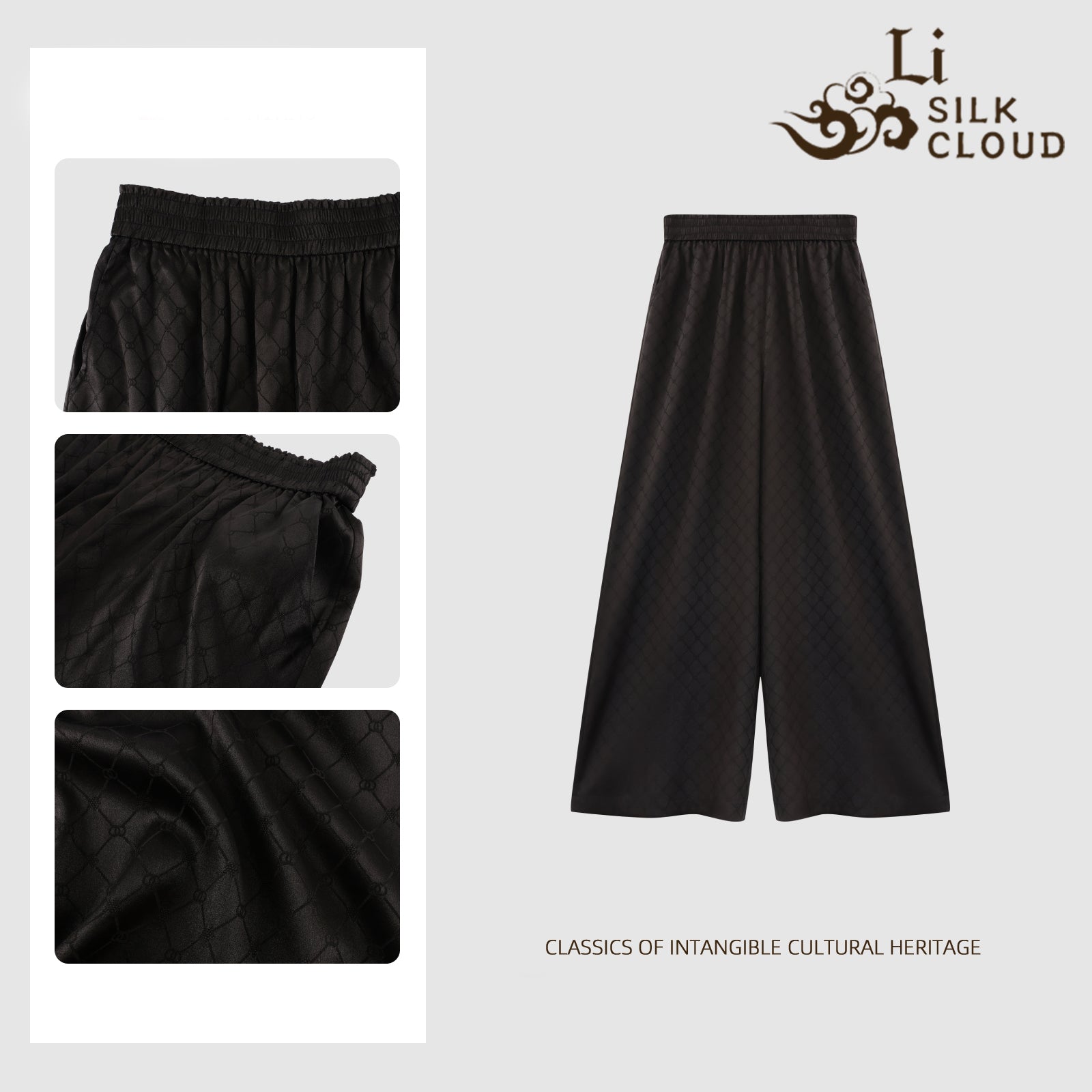 Pants, Silk Blend, Windproof & Non-Stuffy, Top Choice for Early Autumn Commute Guangdong Black Pearl Gambiered Guangdong Gauze xiangyunsha