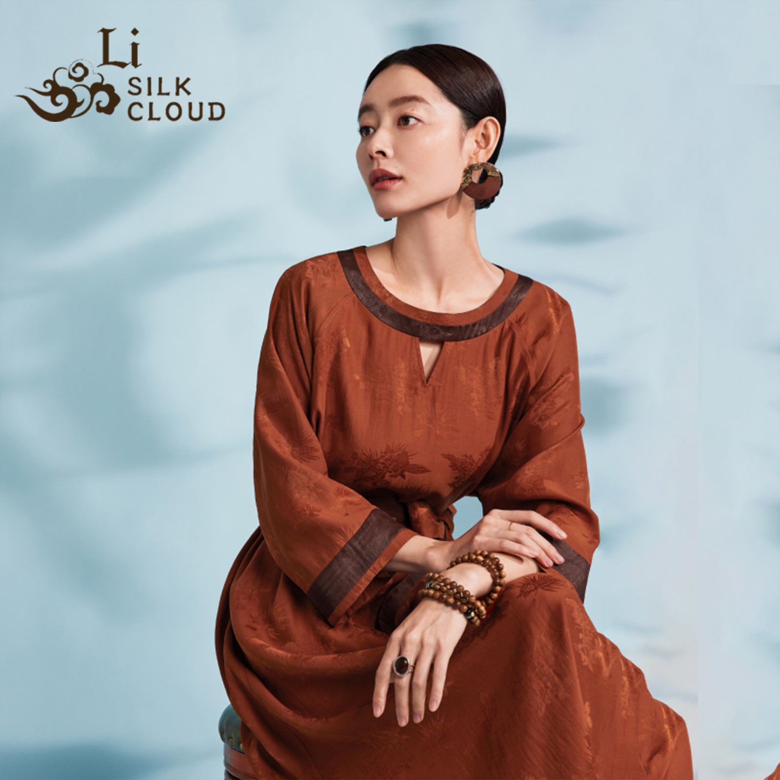 Xiangyunsha Silk Dress | Detachable Belt = 2Styles | Sweat-Free Draped Luxury Guangdong Black PearlGambiered Guangdong Gauze xiangyunsha