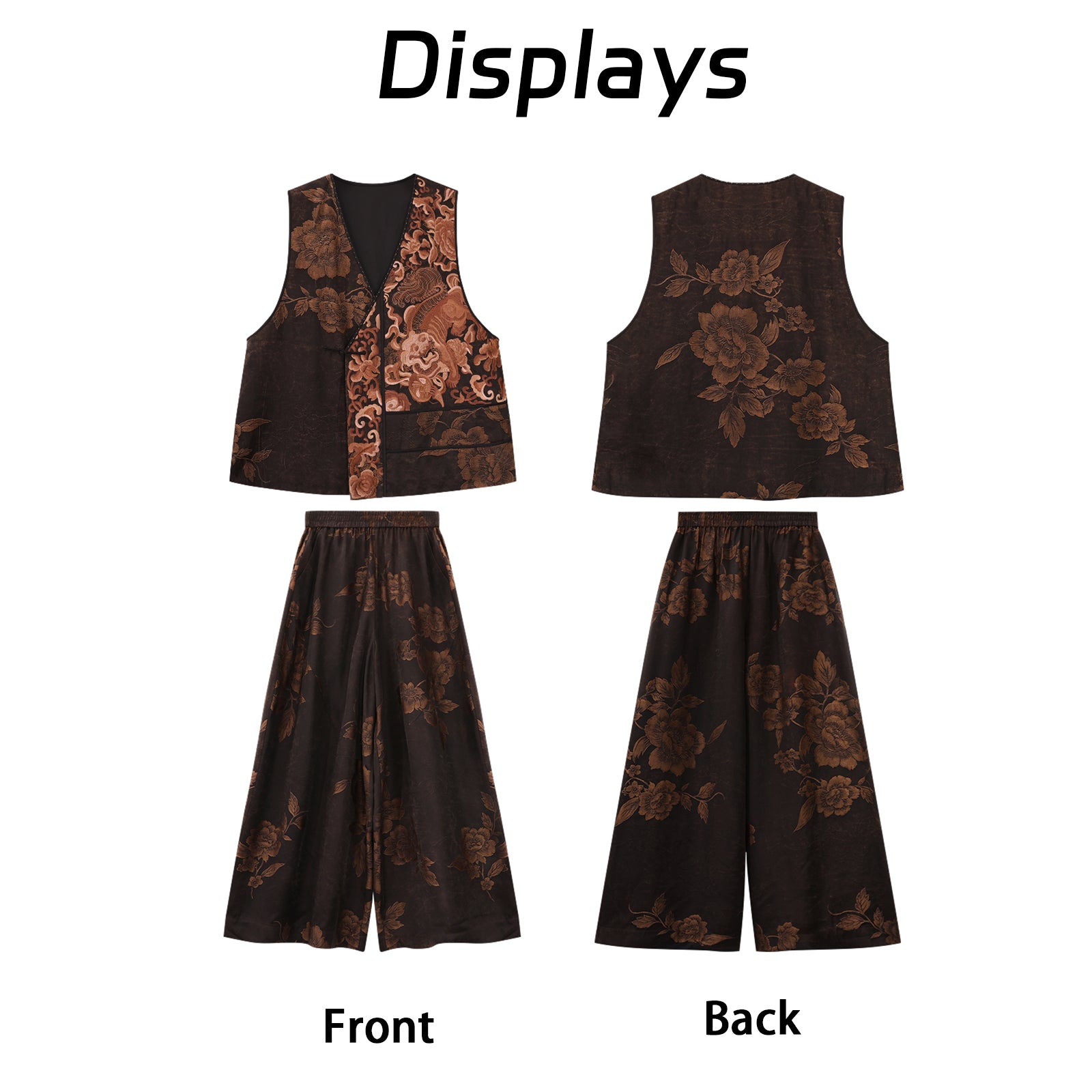 Guangdong Black Pearl Gambiered Guangdong Gauze xiangyunsha Vest Set, Natural Tuberose Dye, Ancient Sun-Drying Craft, High-Waisted for Longer Legs, Universal for Work