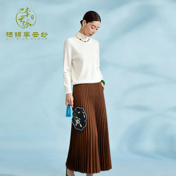 Guangdong Black Pearl Gambiered Guangdong Gauze xiangyunsha Top, Soft Skin-Friendly & Non-Irritating to Neck, Warm & Heat-Retaining, Gentle for Early Autumn Outer Wear, Non-Bulky for Late Autumn Layering