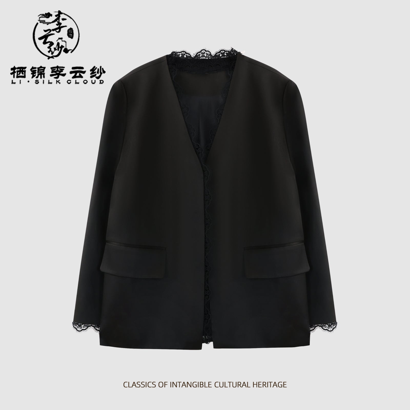Guangdong Black Pearl Gambiered Guangdong Gauze xiangyunsha Blazer, Silk Blend, Drapable & Structured Without Slouching, Professional Look with Trousers for Wor