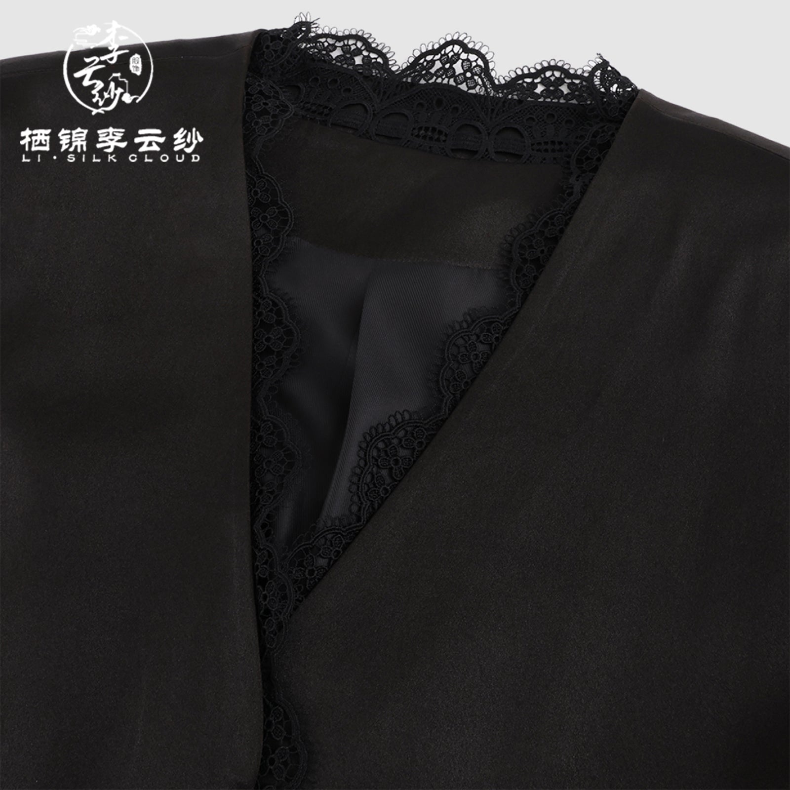Guangdong Black Pearl Gambiered Guangdong Gauze xiangyunsha Blazer, Silk Blend, Drapable & Structured Without Slouching, Professional Look with Trousers for Wor