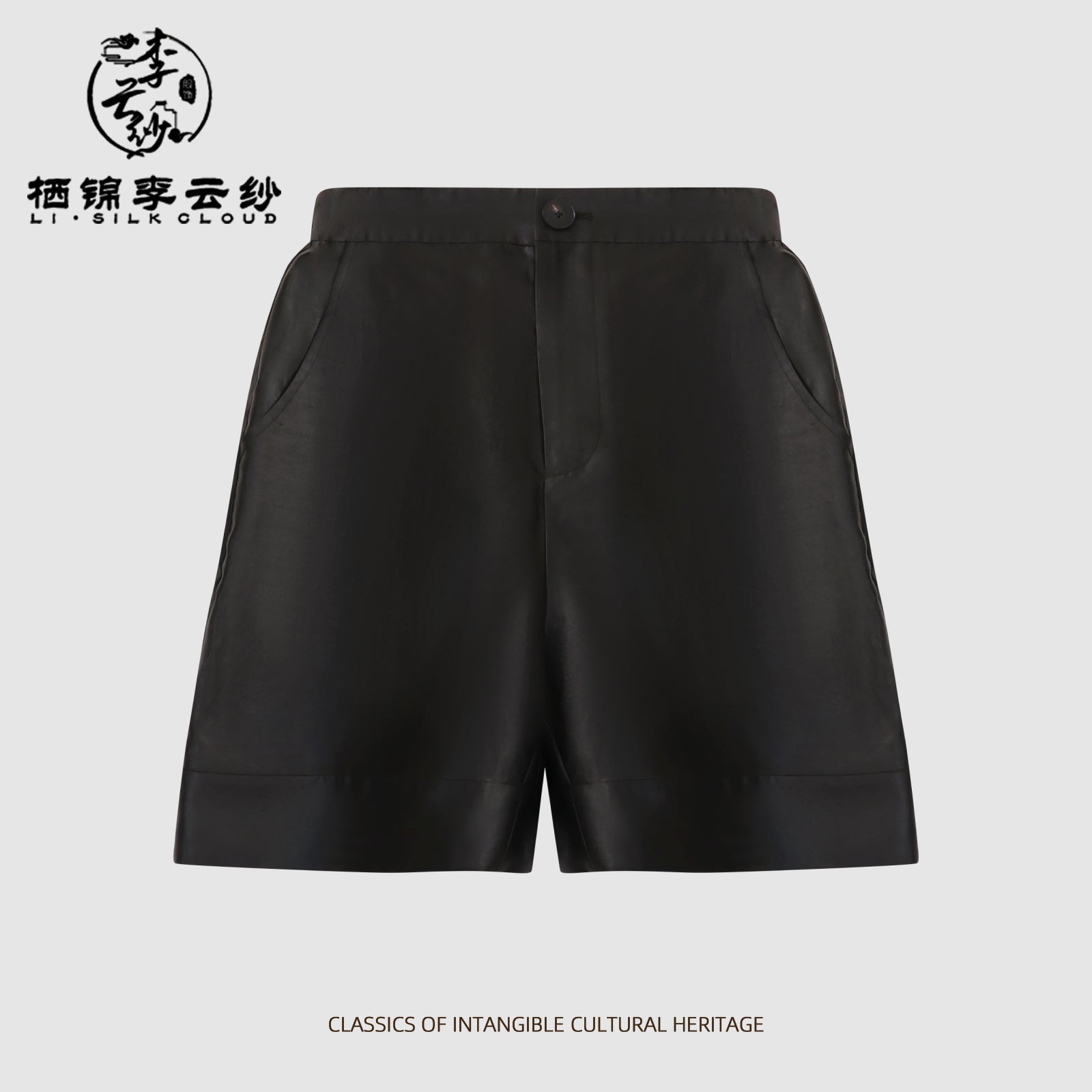 Guangdong Black Pearl Gambiered Guangdong Gauze xiangyunsha Shorts, Silk Blend, Lengthens Legs & Hides Hips, Neat Look with Long-Sleeve Tops in Early Autumn