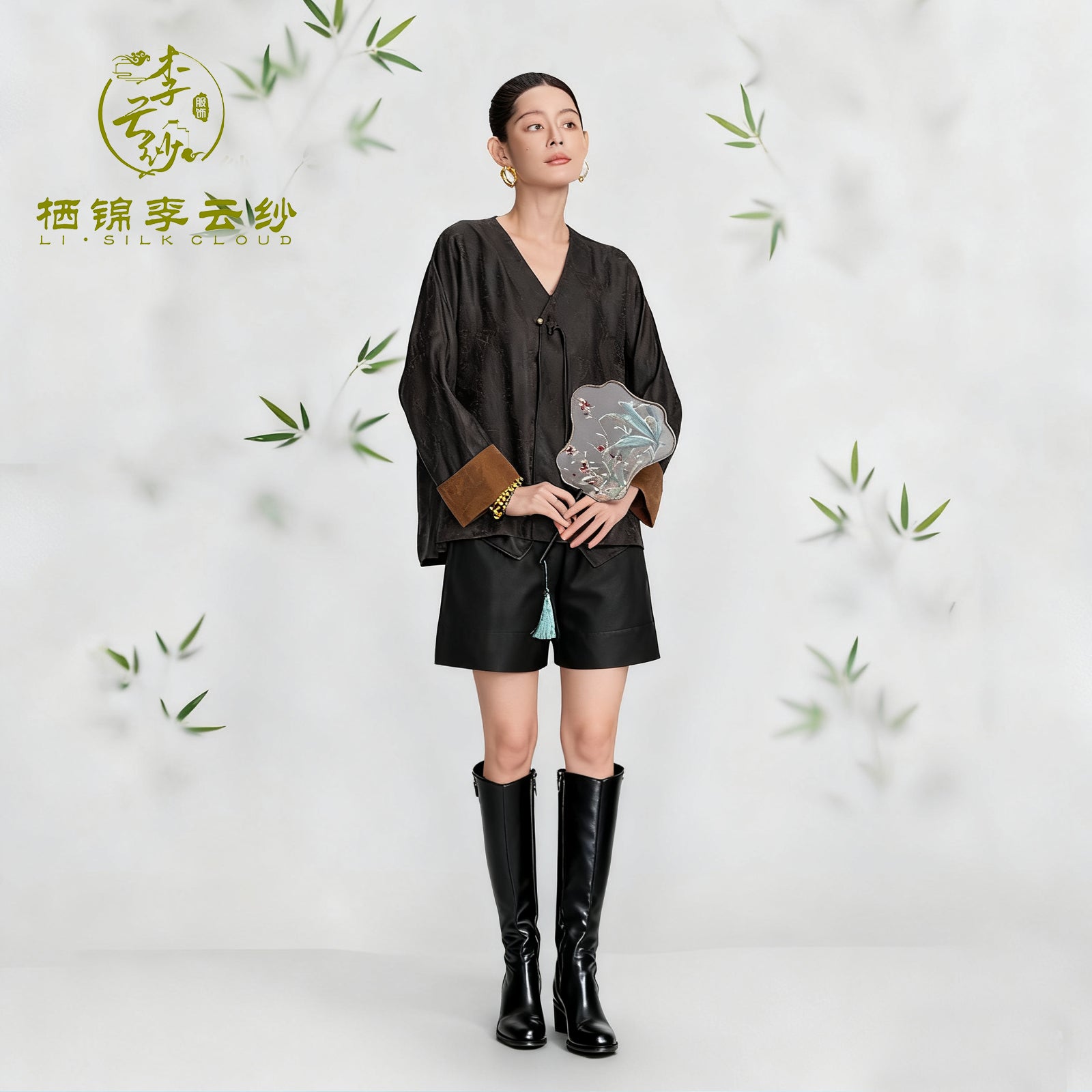 Guangdong Black Pearl Gambiered Guangdong Gauze xiangyunsha Shorts, Silk Blend, Lengthens Legs & Hides Hips, Neat Look with Long-Sleeve Tops in Early Autumn