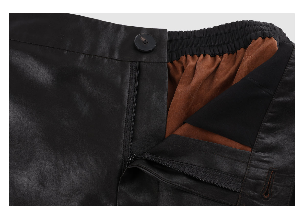 Guangdong Black Pearl Gambiered Guangdong Gauze xiangyunsha Shorts, Silk Blend, Lengthens Legs & Hides Hips, Neat Look with Long-Sleeve Tops in Early Autumn