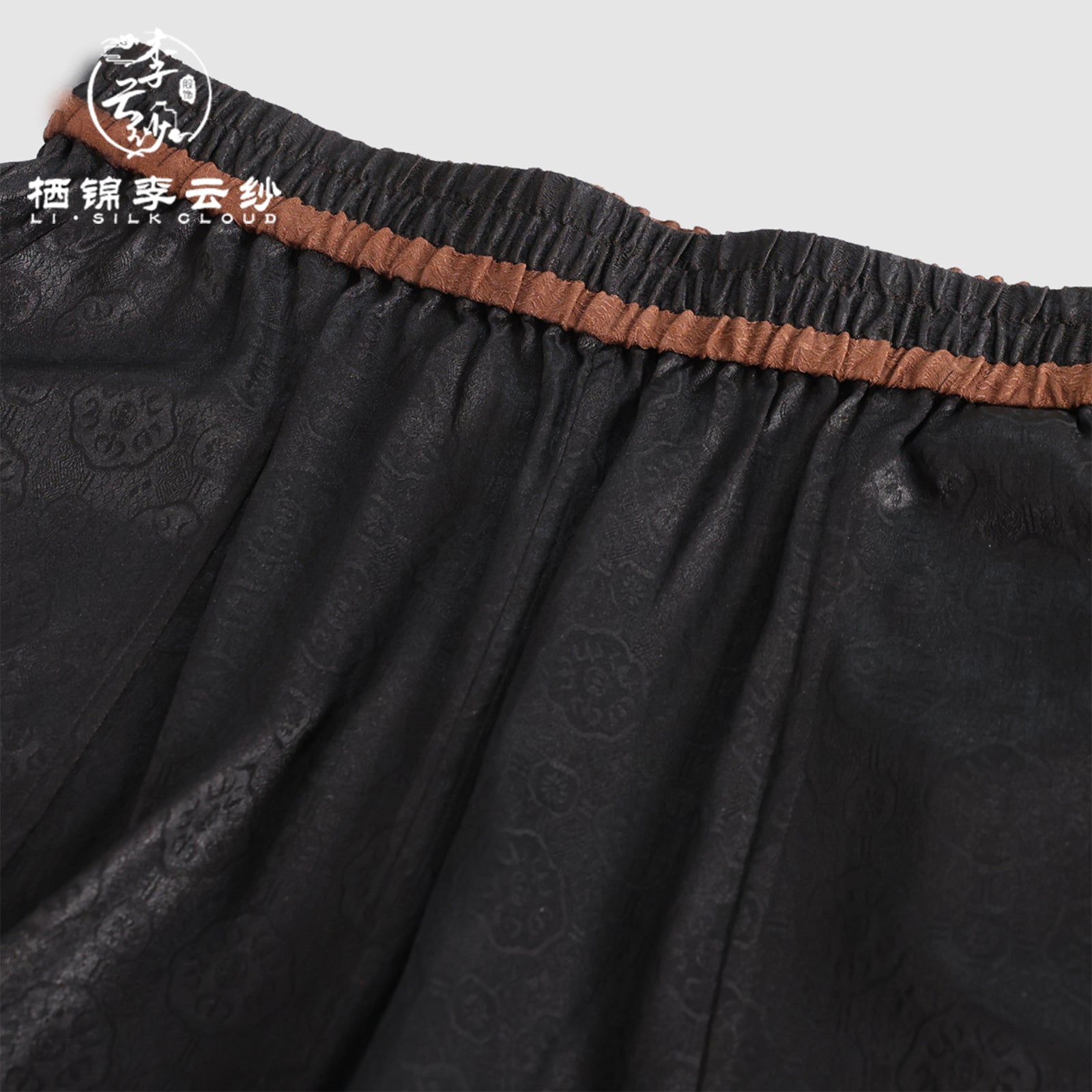 Long Pants - 100% Mulberry Silk, Chinese Style, Comfortable Silk Guangdong Black Pearl Gambiered Guangdong Gauze xiangyunsha