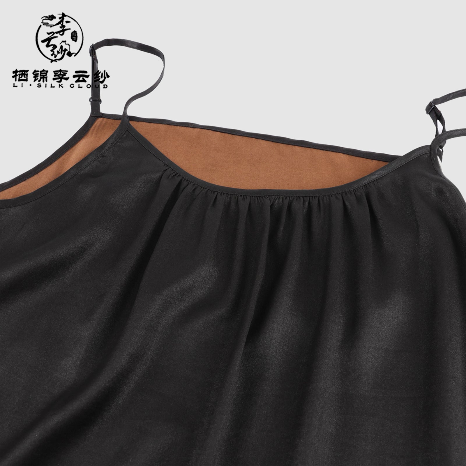 Dress - Pure Black Drapey Silk Long Dress, Chinese Style Retro Dress for Inner/Outer Wear,Guangdong Black Pearl Gambiered Guangdong Gauze xiangyunsha
