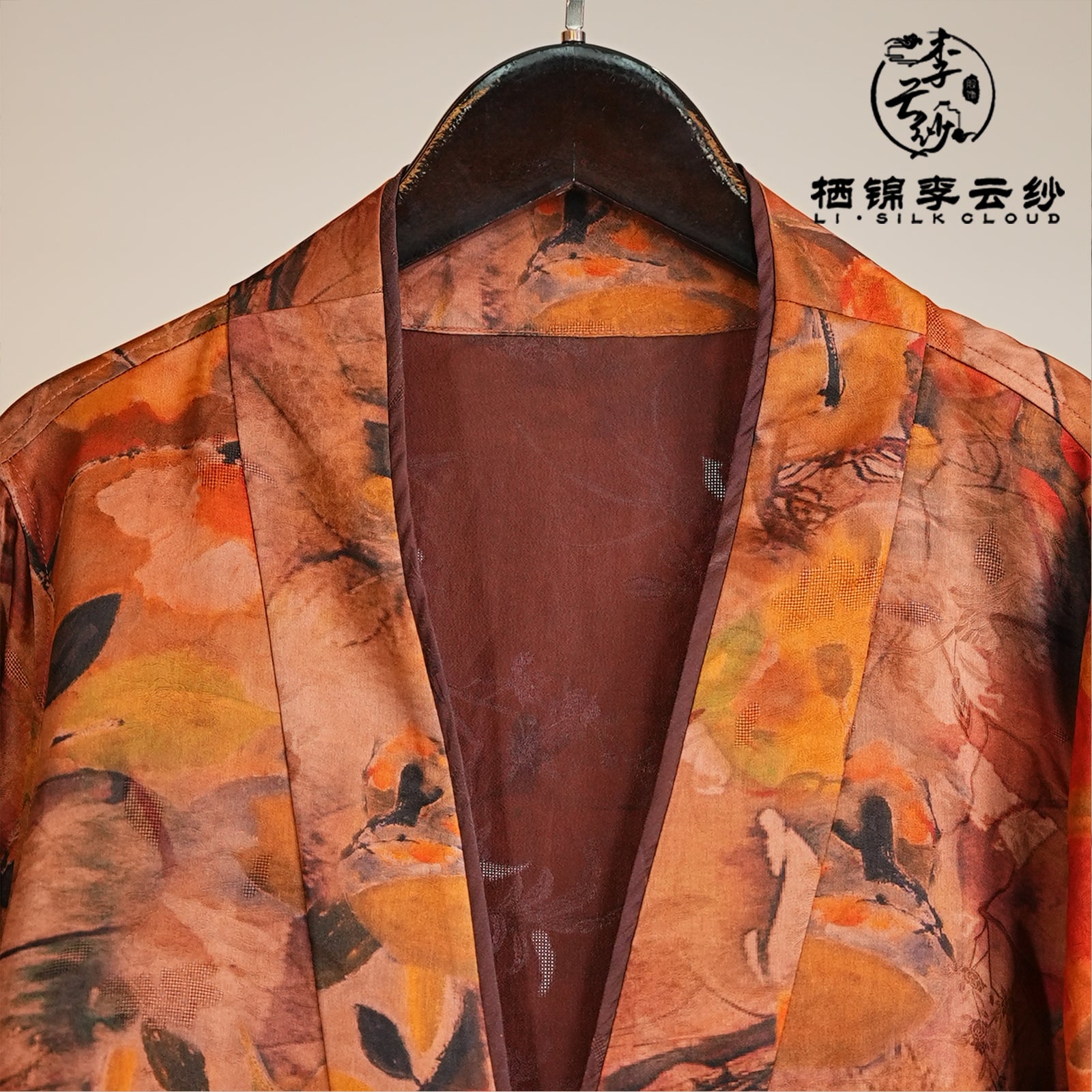 Outerwear，Soft Breathable Fabric, Elegant Casual Formal Coat Guangdong Black Pearl Gambiered Guangdong Gauze xiangyunsha