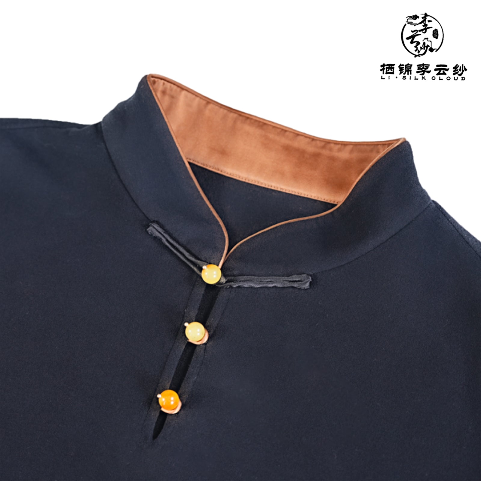 Shirt， Long Sleeve, Thermal Cashmere Blend, Warm Winter Formal  Guangdong Black Pearl Gambiered Guangdong Gauze xiangyunsha