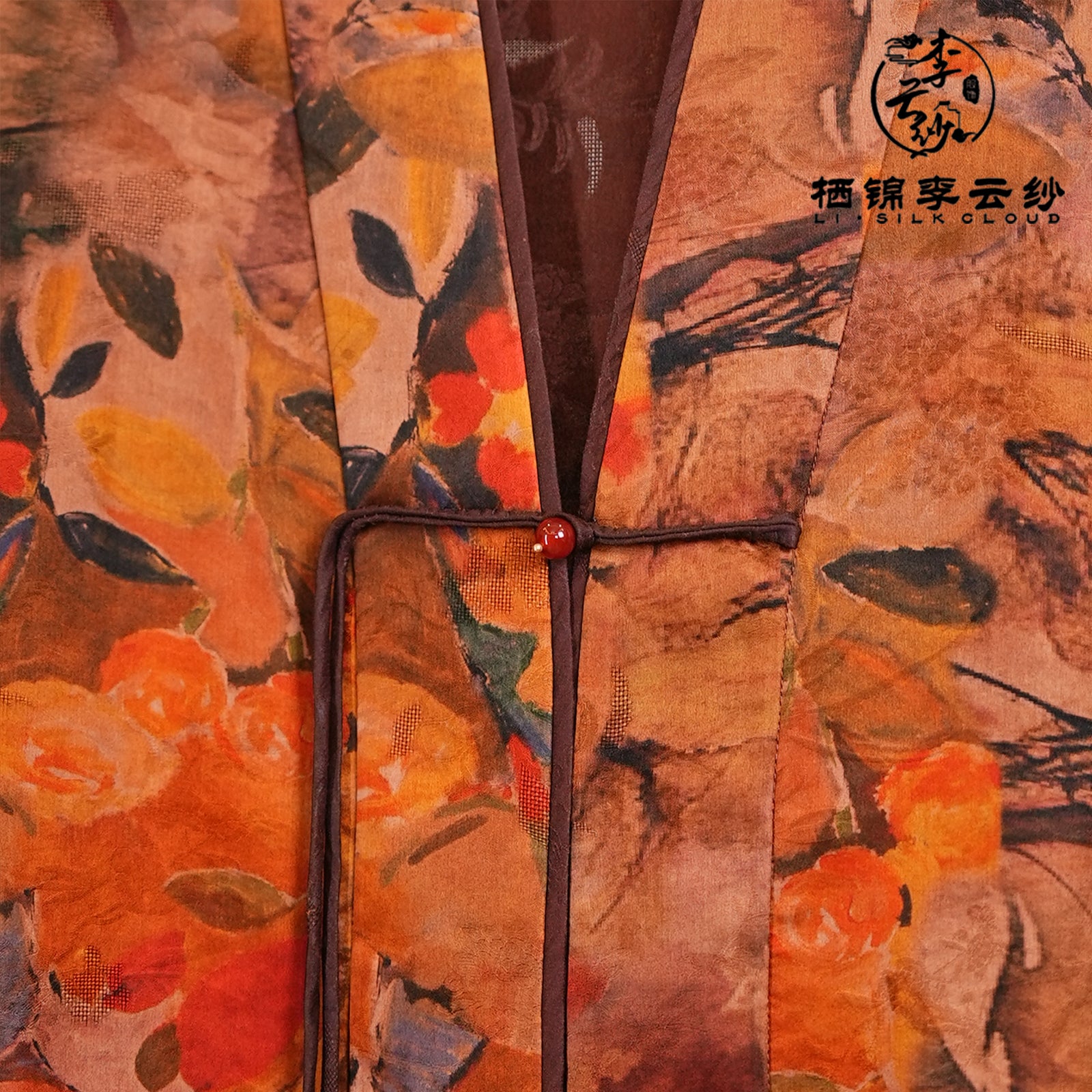 Outerwear，Soft Breathable Fabric, Elegant Casual Formal Coat Guangdong Black Pearl Gambiered Guangdong Gauze xiangyunsha