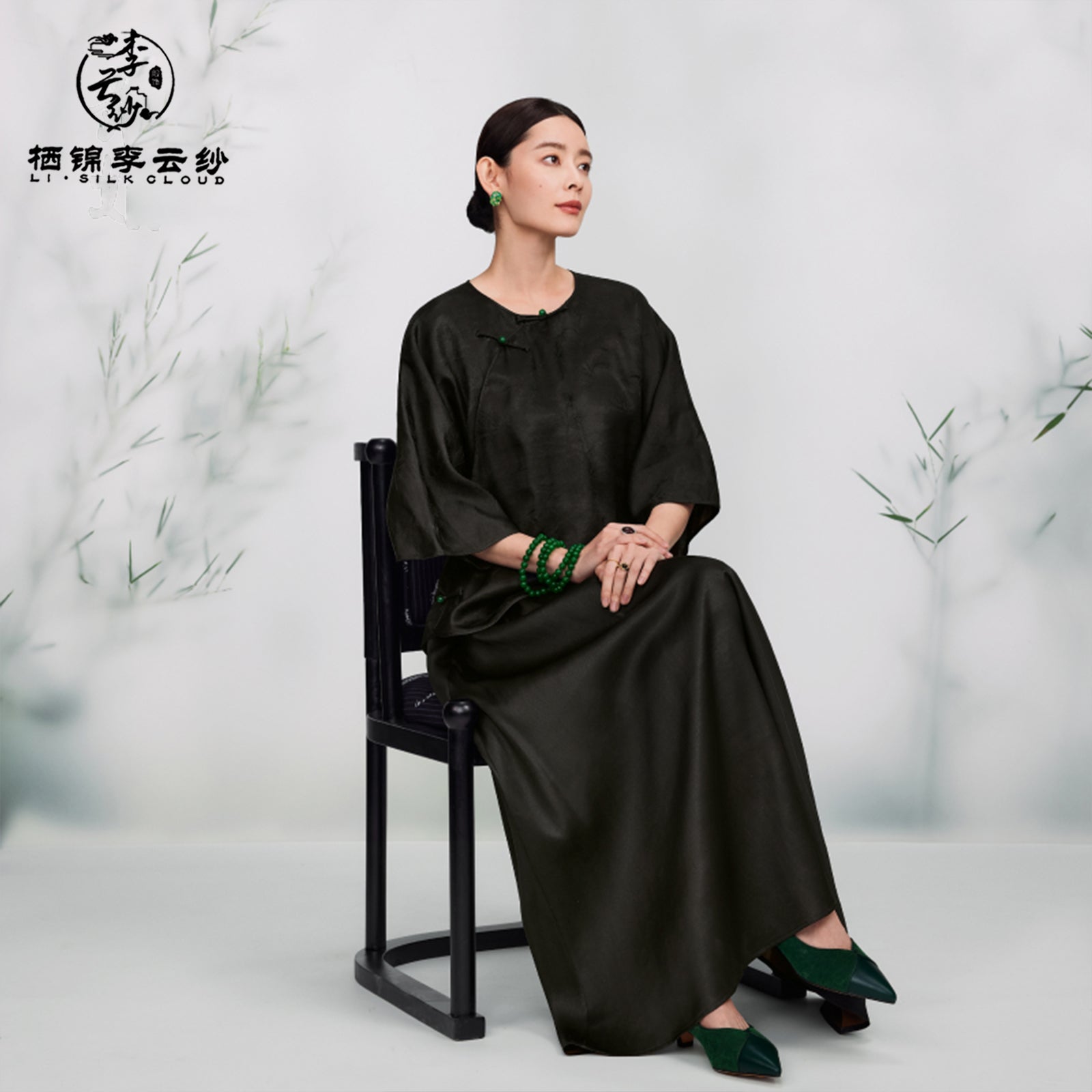 Skirt - Mulberry Silk, Retro Prints, Traditional Hanfu-Inspired Half Skirt Guangdong Black Pearl Gambiered Guangdong Gauze xiangyunsha