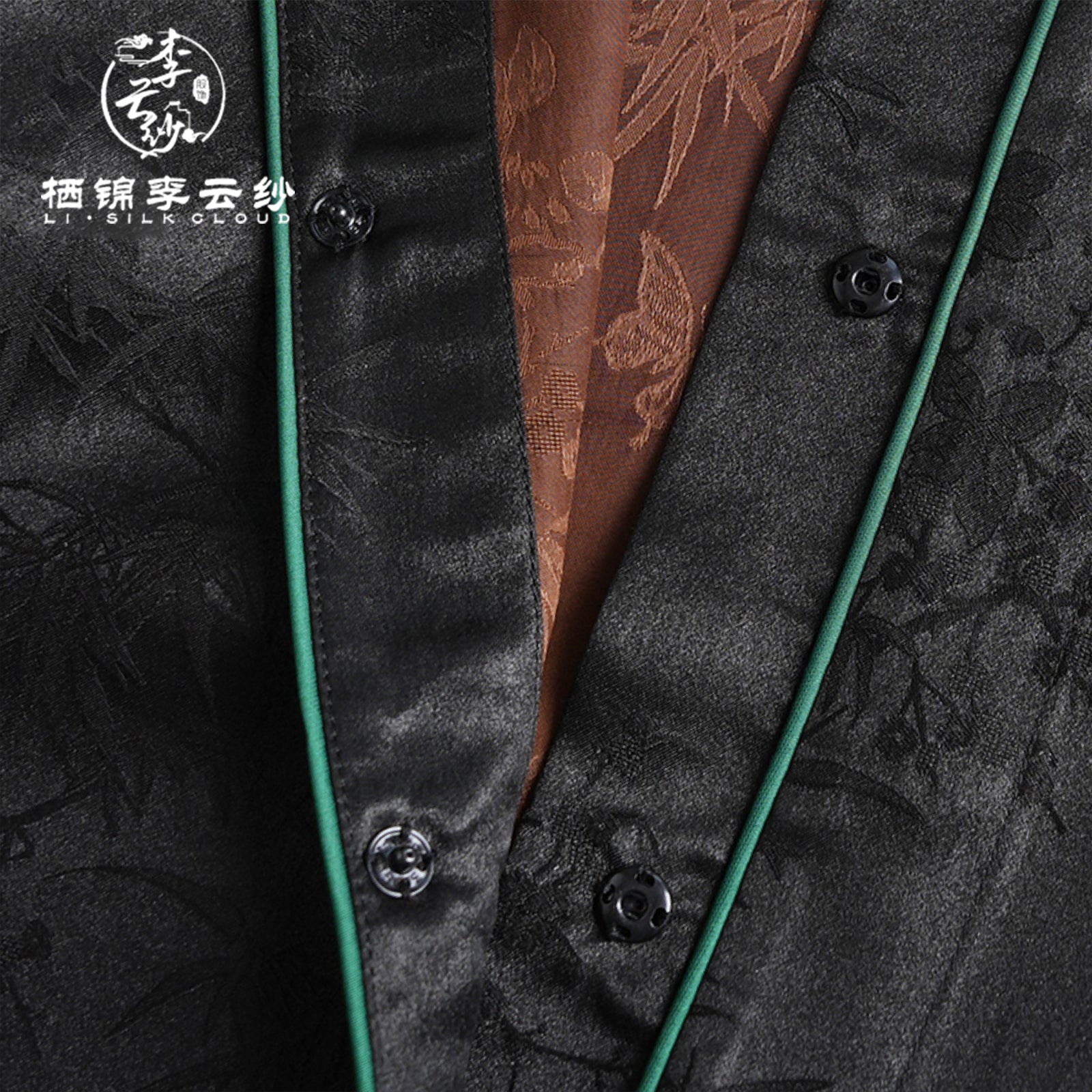 Outerwear，100% Mulberry Silk， Chinese Style Long Sleeve，Soft Guangdong Black Pearl Gambiered Guangdong Gauze xiangyunsha
