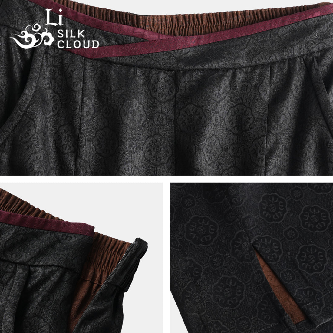 Trousers - Oriental Style, Lightweight Breathable, Classic Chinese Guangdong Black Pearl Gambiered Guangdong Gauze xiangyunsha