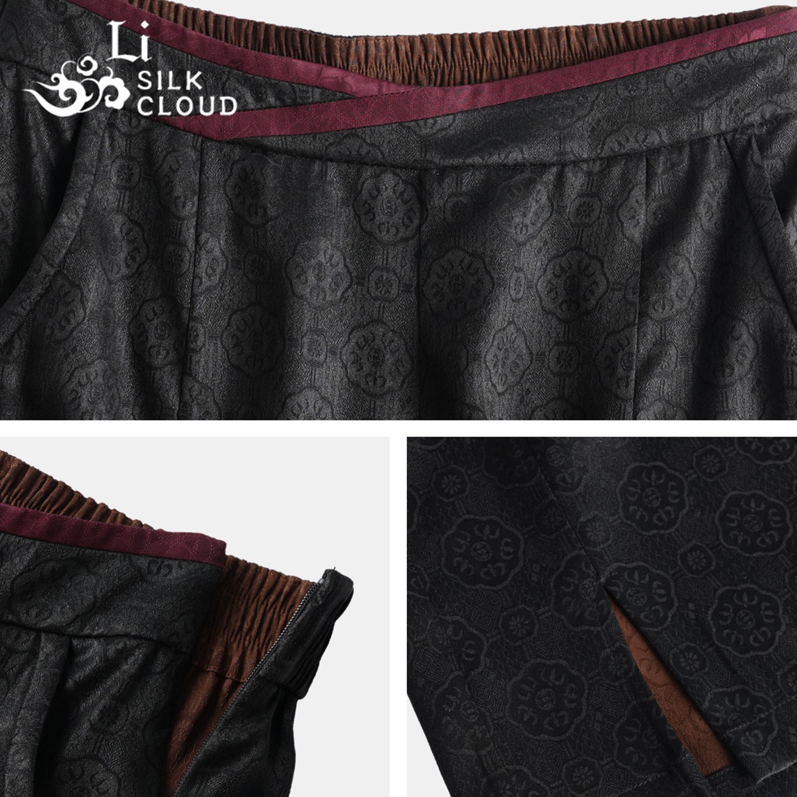 Trousers - Oriental Style, Lightweight Breathable, Classic Chinese Guangdong Black Pearl Gambiered Guangdong Gauze xiangyunsha