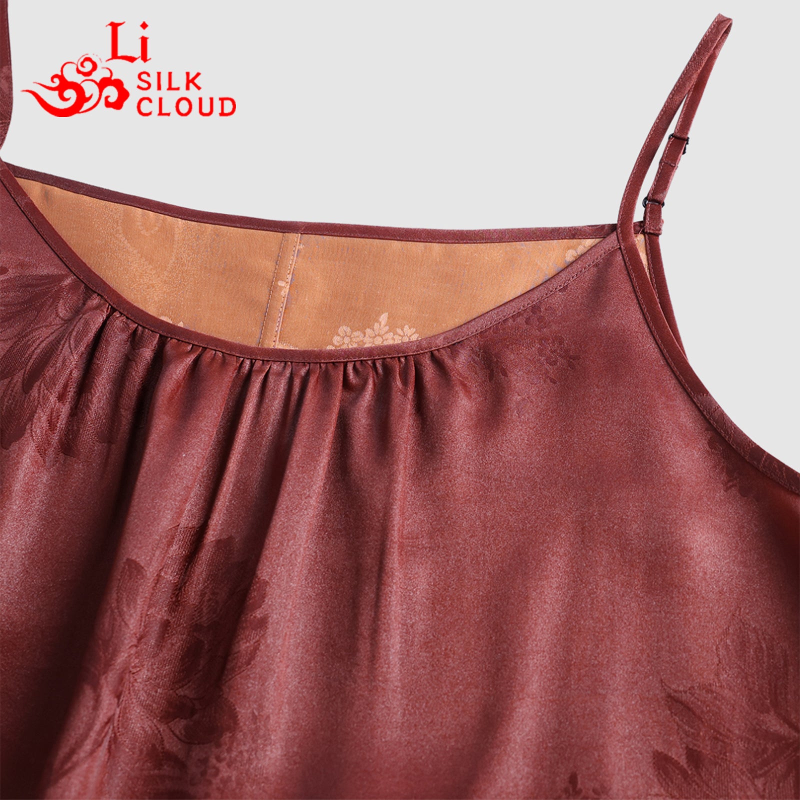 Dress，100% Mulberry Silk, Floral Print, Comfortable Oriental Silk Guangdong Black Pearl Gambiered Guangdong Gauze xiangyunsha