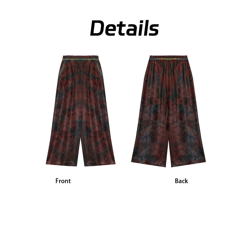 Reversible Long Pants - 100% Mulberry Silk, Loose Fit Oriental Guangdong Black Pearl Gambiered Guangdong Gauze xiangyunsha