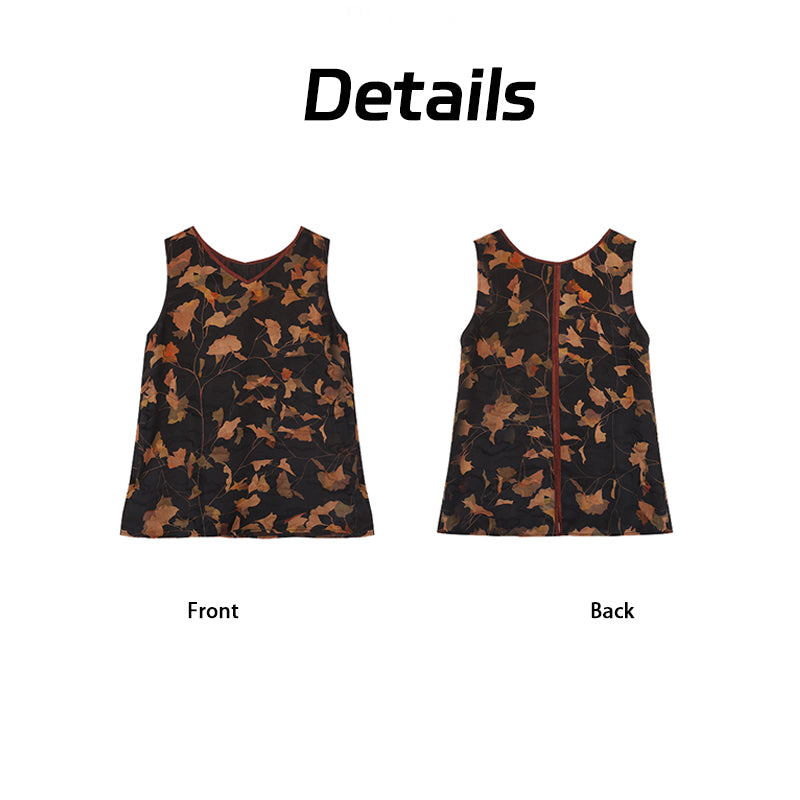 V-Neck Camisole Top - Elegant Oriental Sleeveless Blouse Guangdong Black Pearl Gambiered Guangdong Gauze xiangyunsha