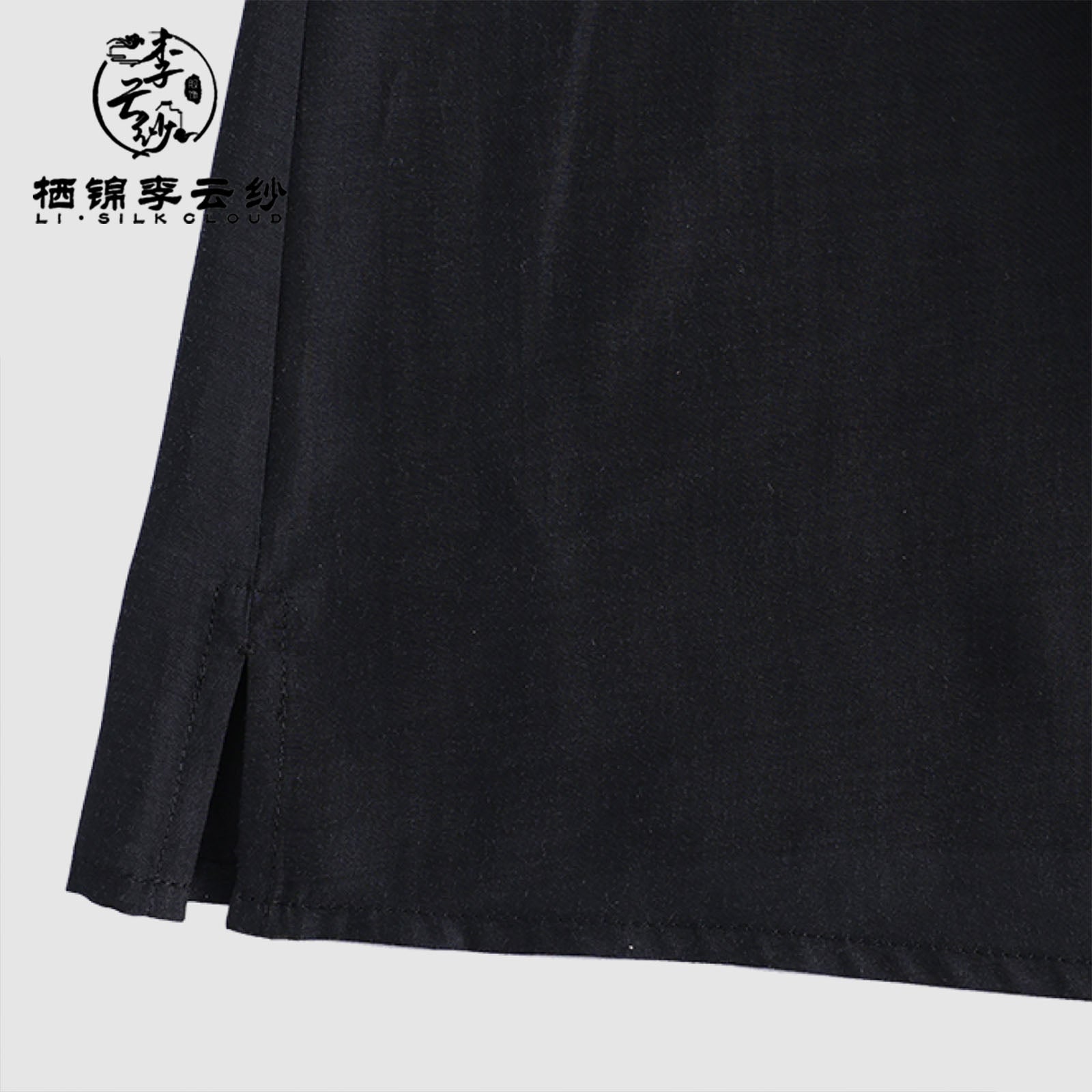 Spaghetti Strap Dress - Jet-Black Shiny Finish, Skin-Friendly Silk Guangdong Black Pearl Gambiered Guangdong Gauze xiangyunsha