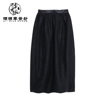Xiangyunsha Half-Skirt | Slightly Split Design for a Flowing Graceful Stride Guangdong Black Pearl Gambiered Guangdong Gauze xiangyunsha