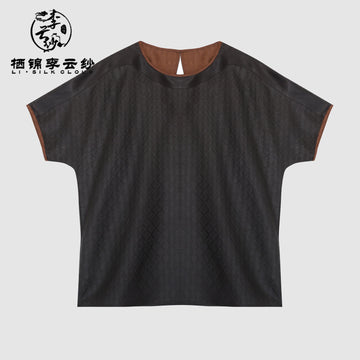 Xiangyunsha casual Top | Silent Black Micro-silhouette tailoring Guangdong Black Pearl Gambiered Guangdong Gauze xiangyunsha