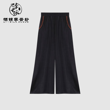 Long Trousers，100% Mulberry Silk Soft Breathable Fabric Guangdong Black Pearl Gambiered Guangdong Gauze xiangyunsha