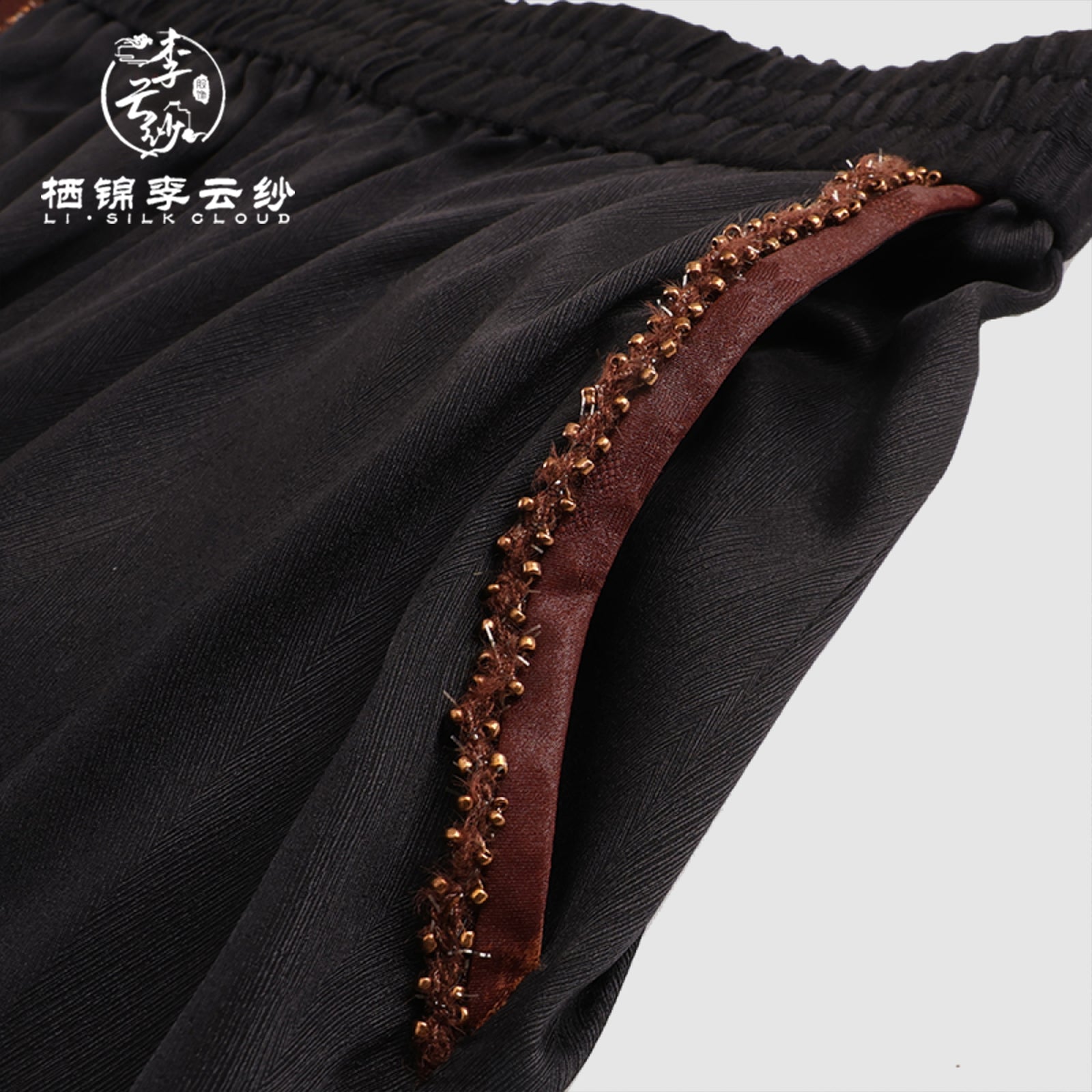 Long Trousers，100% Mulberry Silk Soft Breathable Fabric Guangdong Black Pearl Gambiered Guangdong Gauze xiangyunsha