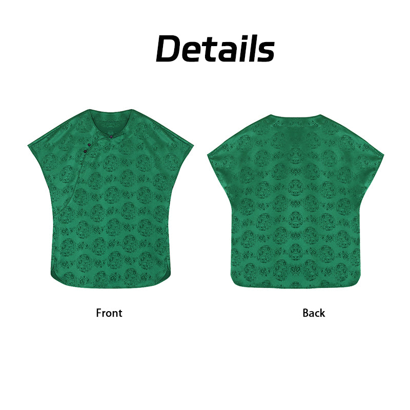 Short Sleeve Blouse Comfortable Breathable, Oriental Style Top Guangdong Black Pearl Gambiered Guangdong Gauze xiangyunsha
