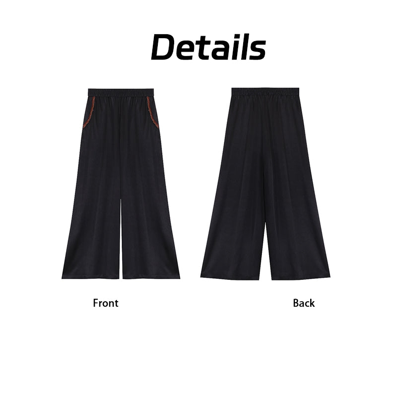 Long Trousers，100% Mulberry Silk Soft Breathable Fabric Guangdong Black Pearl Gambiered Guangdong Gauze xiangyunsha