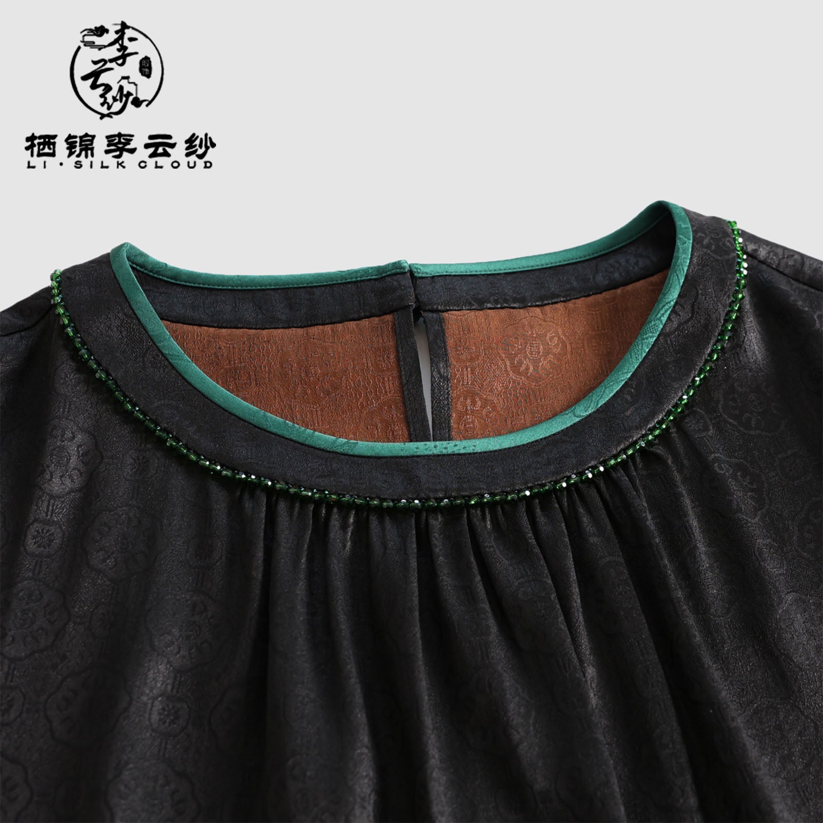 Short Sleeve Blouse - Oriental Style, Lightweight Breathable Guangdong Black Pearl Gambiered Guangdong Gauze xiangyunsha