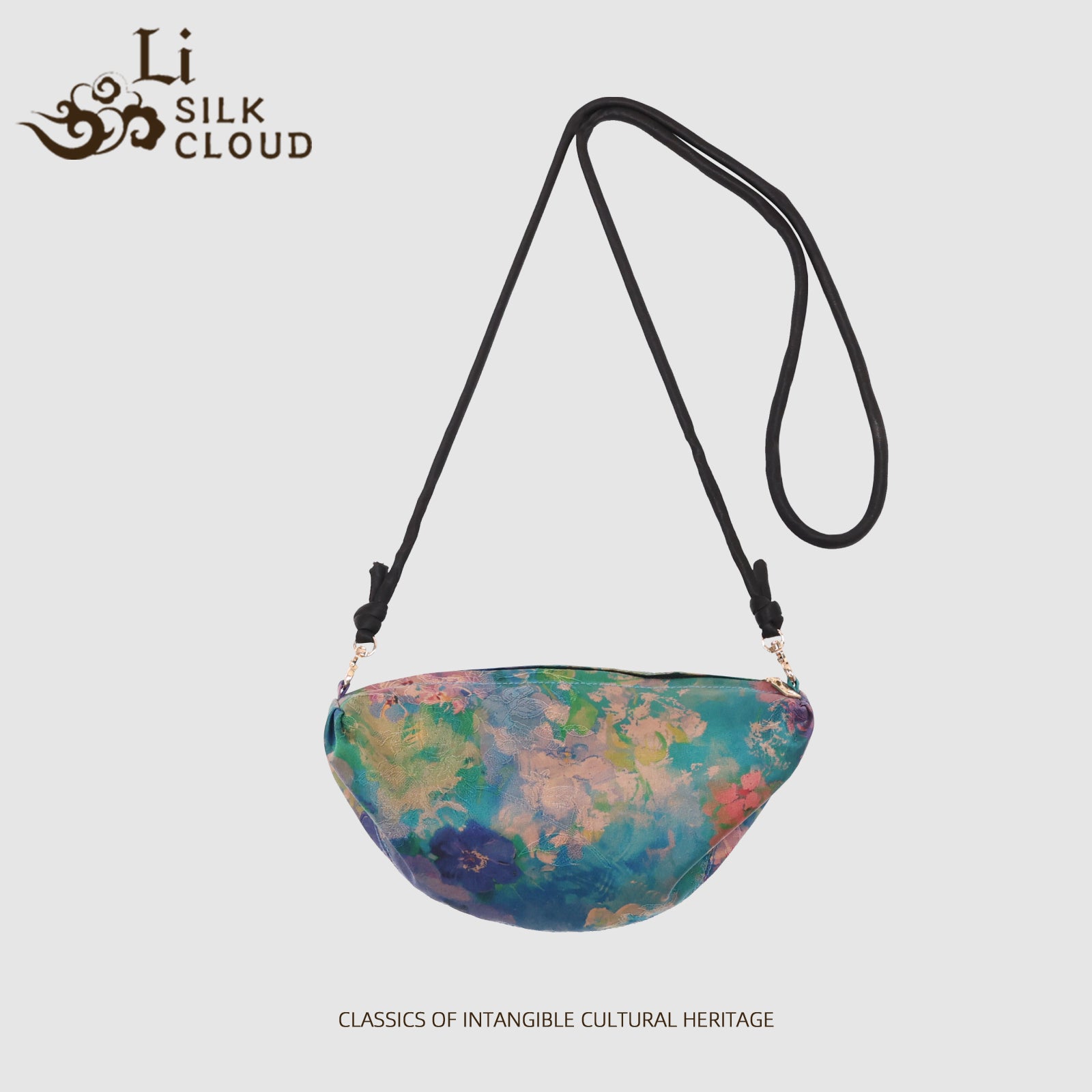 Crossbody Bag - Chinese Style Elements, Classic Oriental Shoulder Bag Guangdong Black Pearl Gambiered Guangdong Gauze xiangyunsha