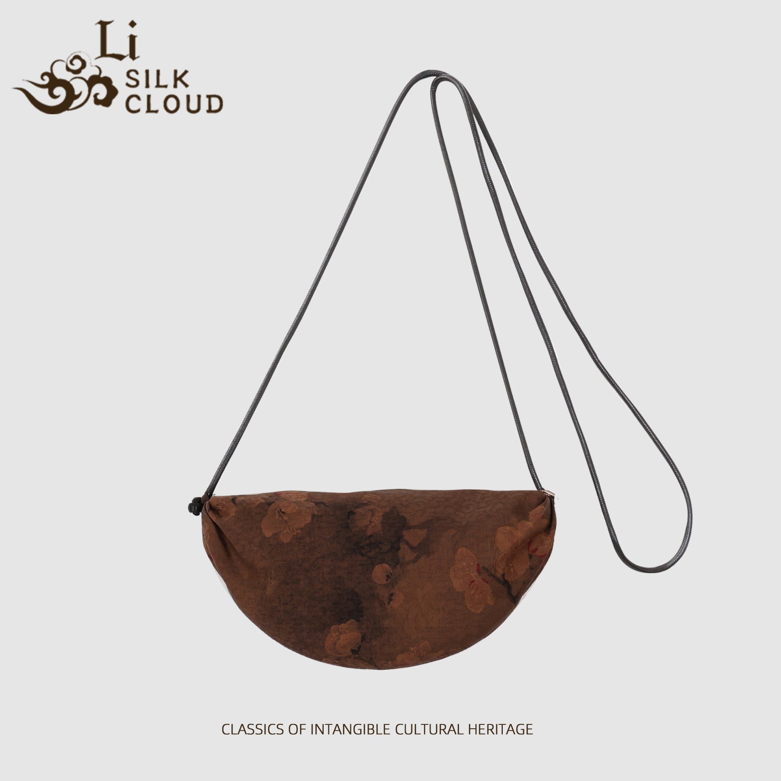 Crossbody Bag - Chinese Style Elements, Classic Oriental Shoulder Bag Guangdong Black Pearl Gambiered Guangdong Gauze xiangyunsha