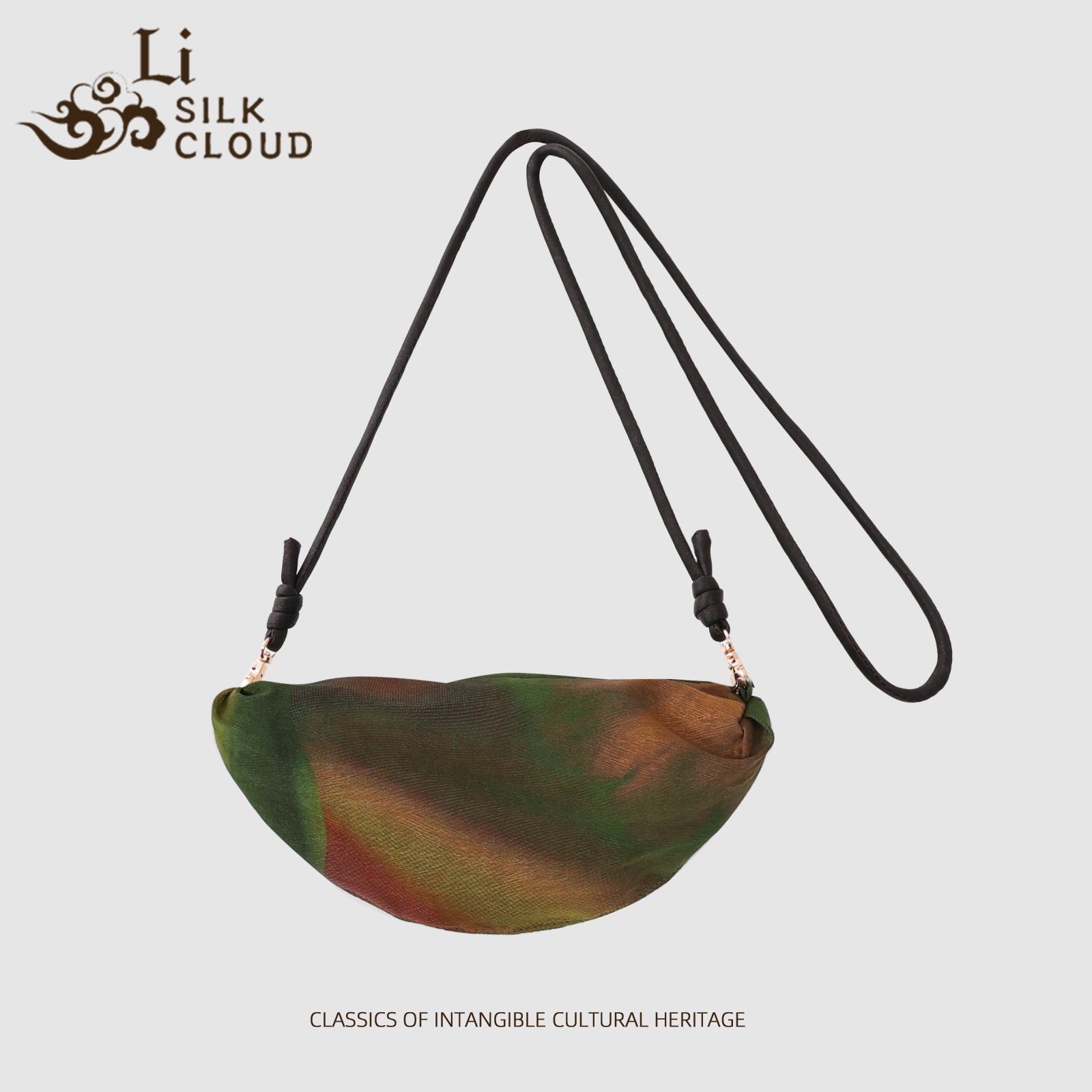 Crossbody Bag - Chinese Style Elements, Classic Oriental Shoulder Bag Guangdong Black Pearl Gambiered Guangdong Gauze xiangyunsha