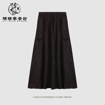 Xiangyunsha Skirt . Vintage Silhouette Guangdong Black Pearl Gambiered Guangdong Gauze xiangyunsha