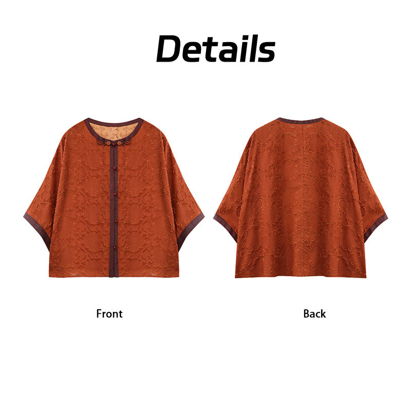 Hand-Embroidered Jacket pure Silk Xiangyunsha Chinesestyle | Adjustable Knots + 3D Drape Guangdong Black PearlGambiered Guangdong Gauze xiangyunsha Soft Go