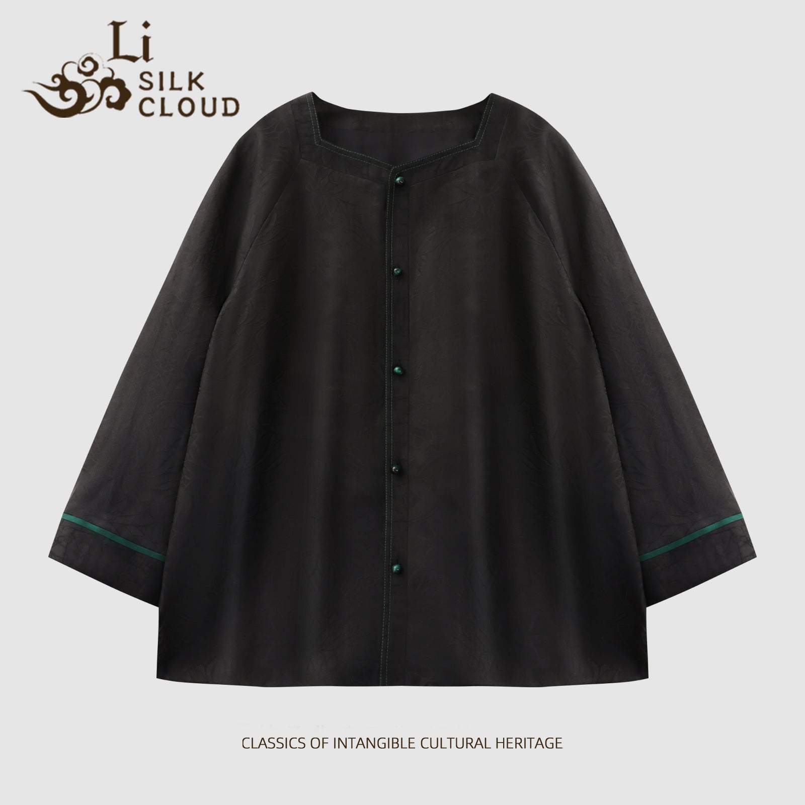 Top, Natural Tuberose Dye, Retro & Elegant Guangdong Black Pearl Gambiered Guangdong Gauze xiangyunsha